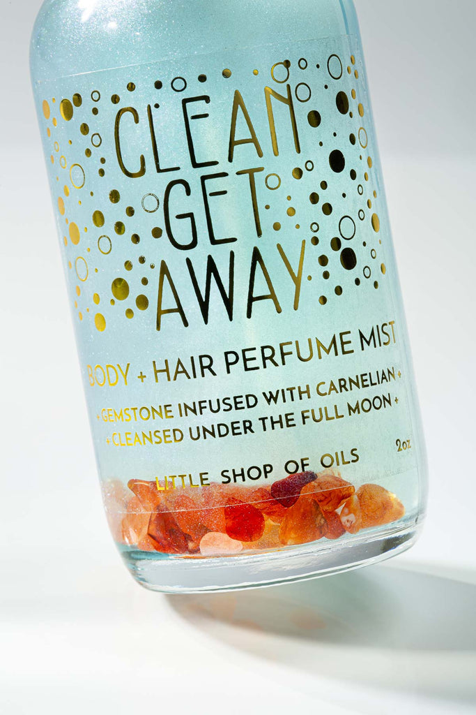 Clean Get Away Mist / Body + Hair Perfume - Little Shop of Oils Essential Oils Crystal Gemstone Infused Apothecary