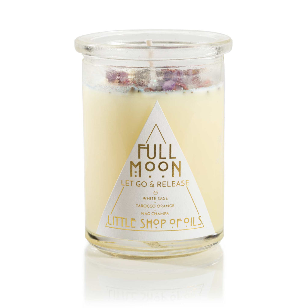 Full Moon Ritual Candle - Little Shop of Oils Essential Oils Crystal Gemstone Infused Apothecary