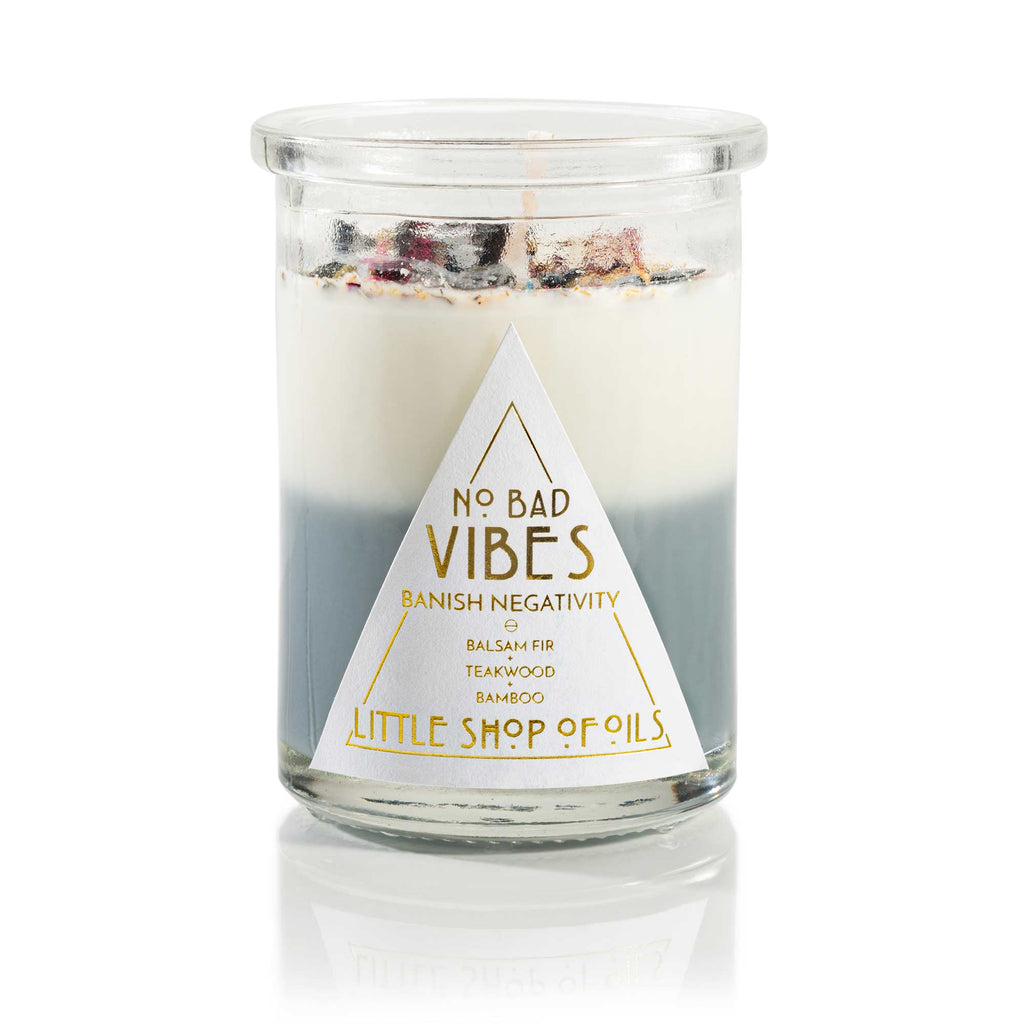 No Bad Vibes Ritual Candle - Little Shop of Oils Essential Oils Crystal Gemstone Infused Apothecary